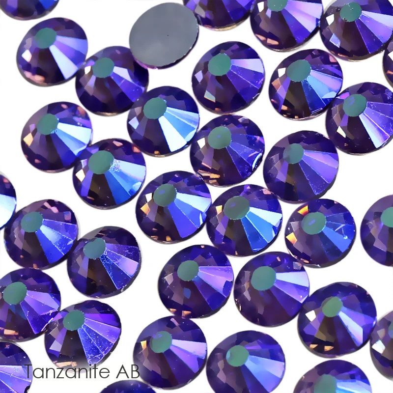 Tanzanite AB hot melt posteriore piatta strass hotfix cristallo strass pietra di vetro per cucito abiti da sposa decorazione scintillante