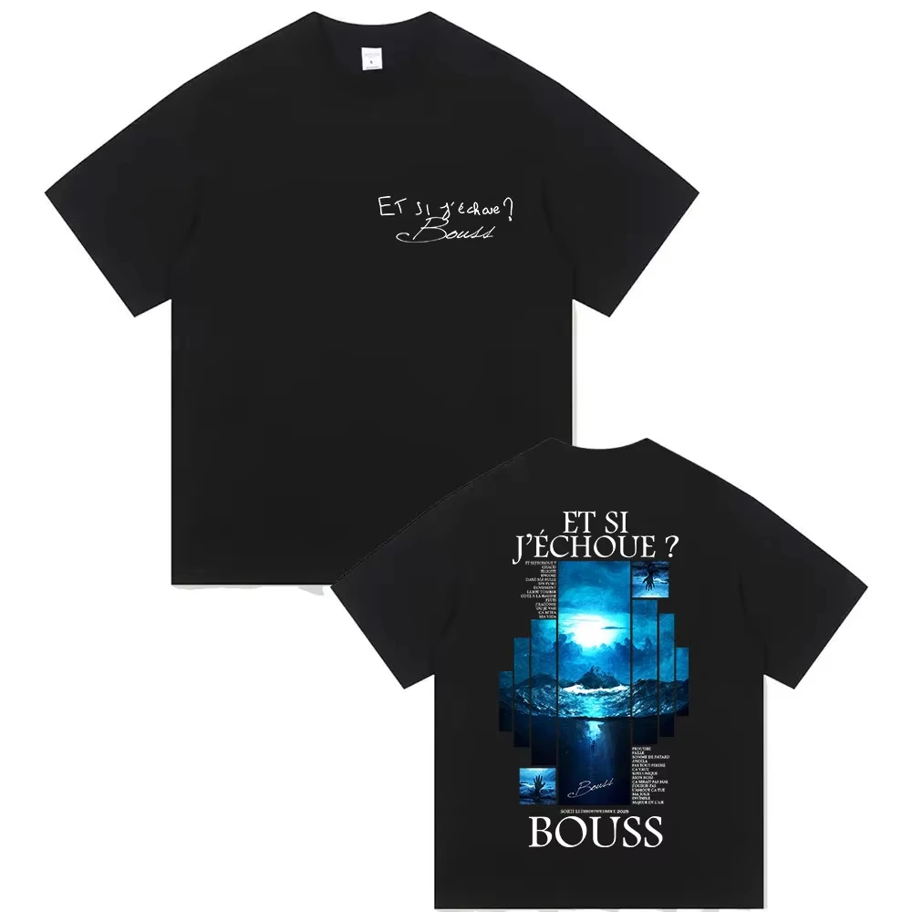 Rapper BOUSS ET SI J 'echoue-tour Men's Retro 2025-26 Summer Pure Cotton 100% Printed Loose Casual Fashion Trend T-shirt