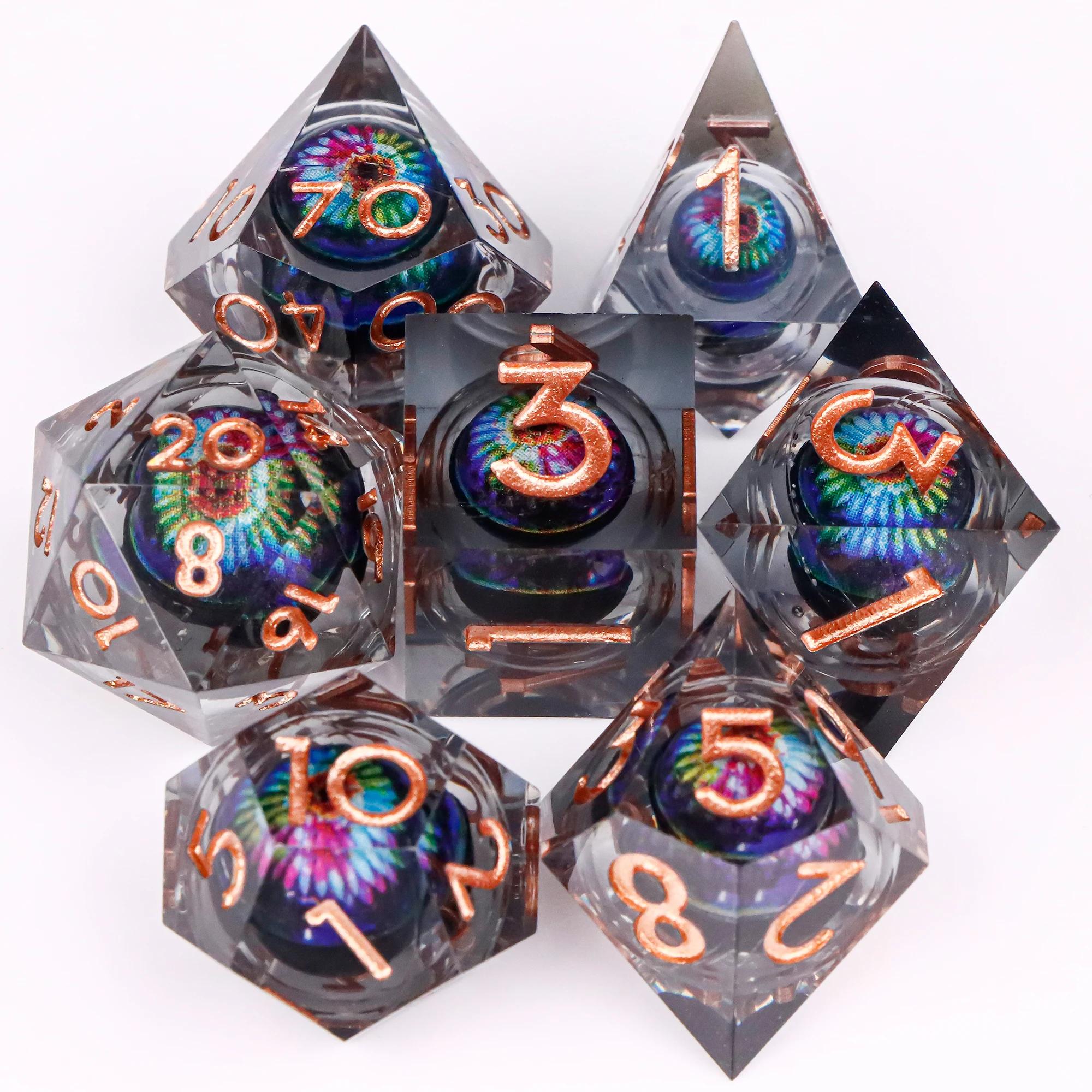 

New Liquid Core Moving Dragon Eye DnD Dice Set for Dungeons and Dragons, Polyhedral Dice set, d&d dice, Dice Set Gifts