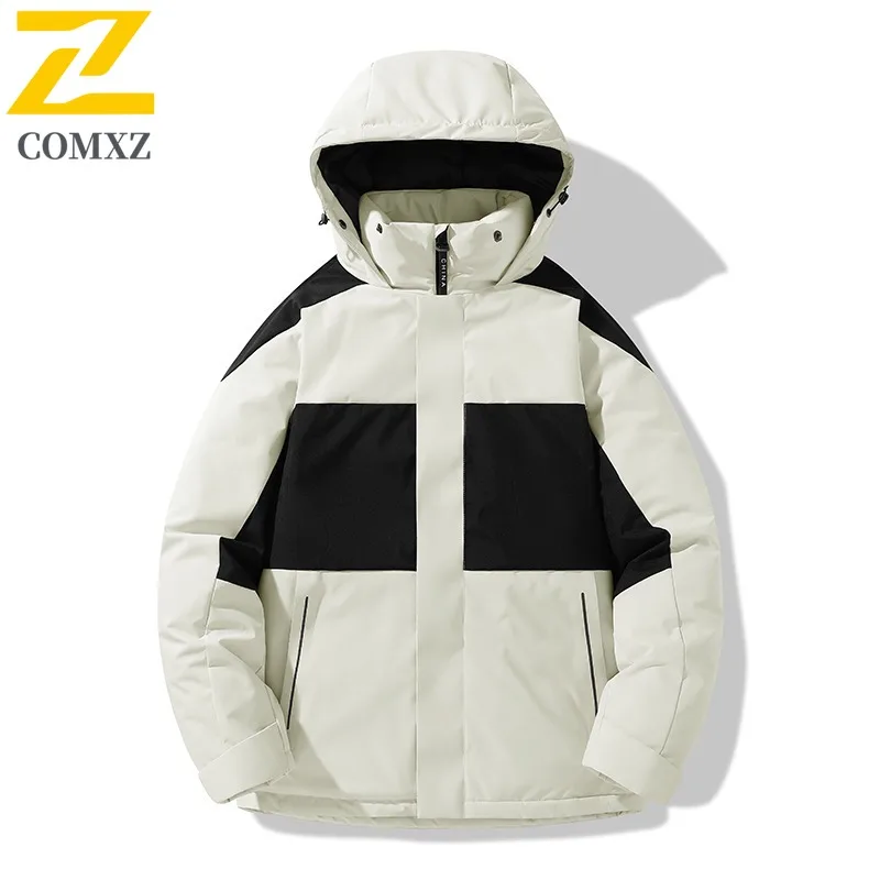 COMXZ Mantel Katun Berkualitas Tinggi Pria Musim Dingin Baru Trendi Longgar Ukuran Besar Kasual Tebal Hangat Jaket Ringan Tahan Angin Berlapis