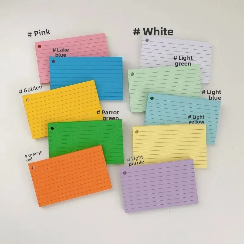 100 قطعة خط أفقي فضفاض ورقة مذكرة كتاب الموثق مع مؤشر بطاقات فلاش للطلاب مكتب دراسة مراجعة لوازم المنظم