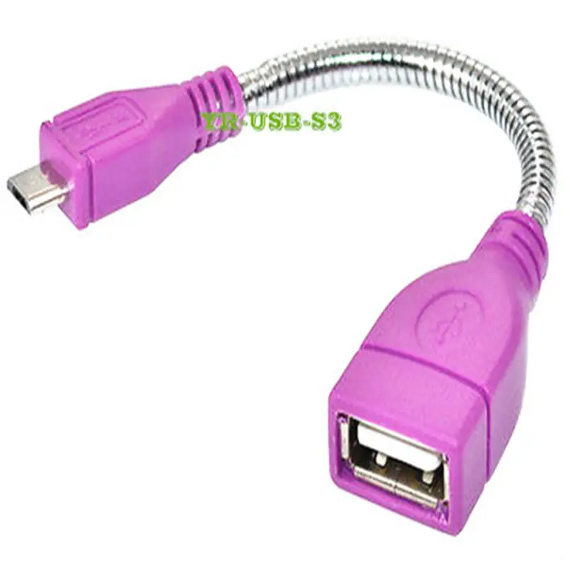 Metal Snake Tube Android Interface Mobile Phone OTG Cable Micro USB Male To USB Female Adapter Cable 15cm