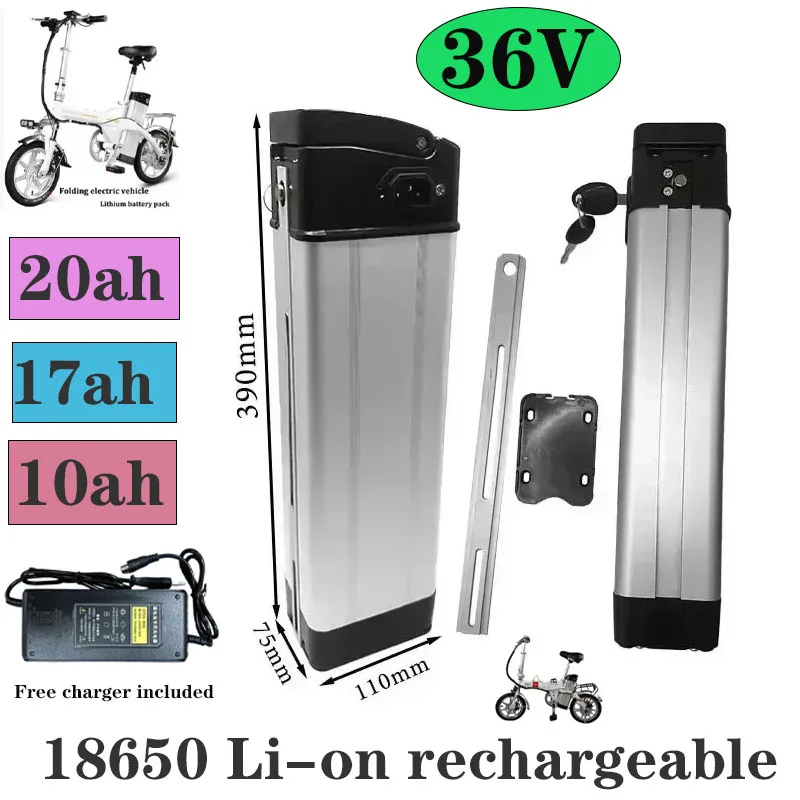 

36V 10ah-20ah Silverfish High-capacity 18650 lithium battery, suitable for motors below 1000W + free charger