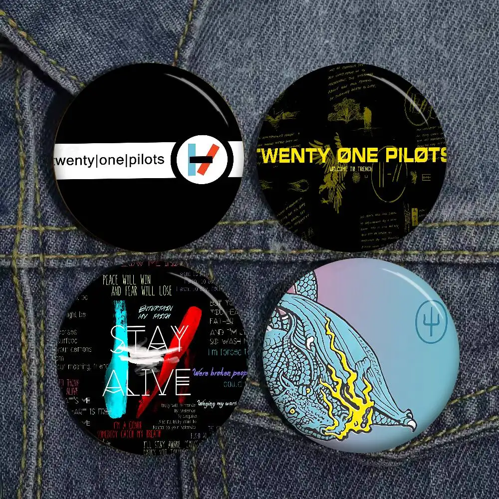 Popular T-Twenty One Pilot Creative Pins Funny Round Snap-in Brooch Badge Backpack Hat Accessories Jewelry Gifts for Friend