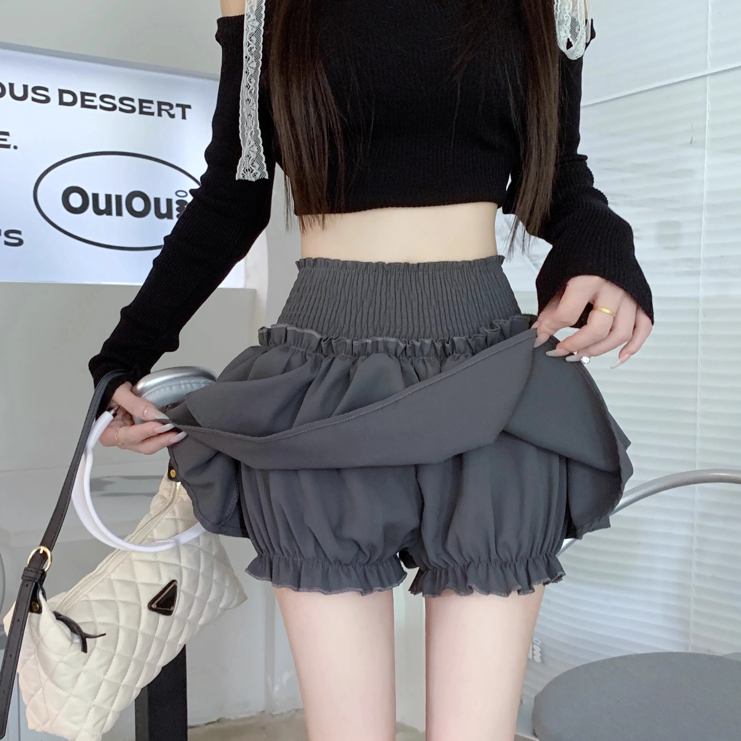 Summer Woman Clothing Simple Casual Cake Skirts Youthful Mini Short Skirt Black White Grey Pomp Ruffle Layered Princess traf