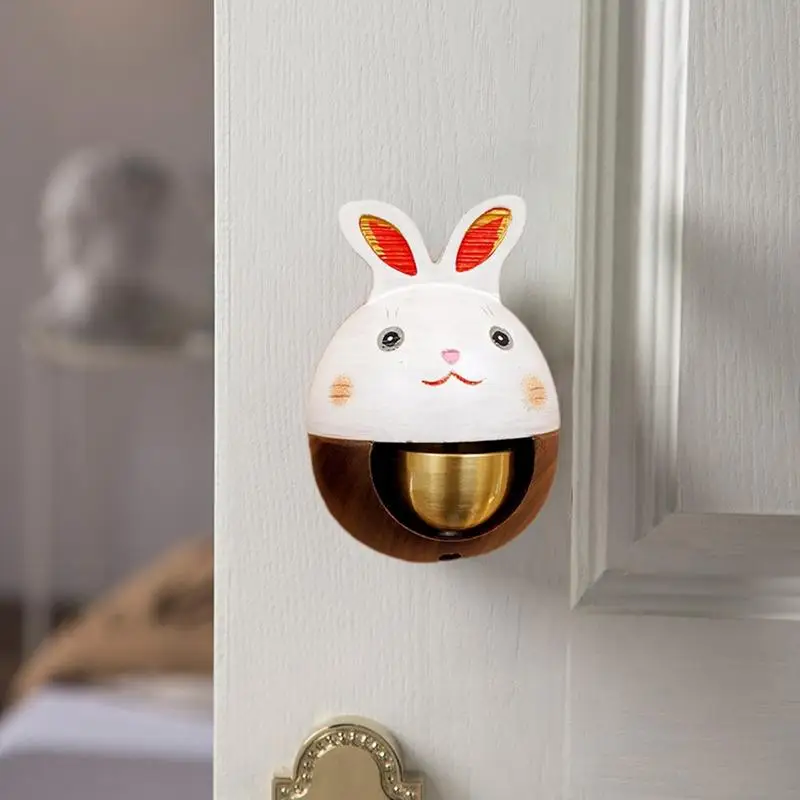 

Rabbit Shape Handmade Wooden Magnetic Doorbell Suction Door Type Wind Chime Entry Door Reminder Suzuki Quality Magnetic Doorbell