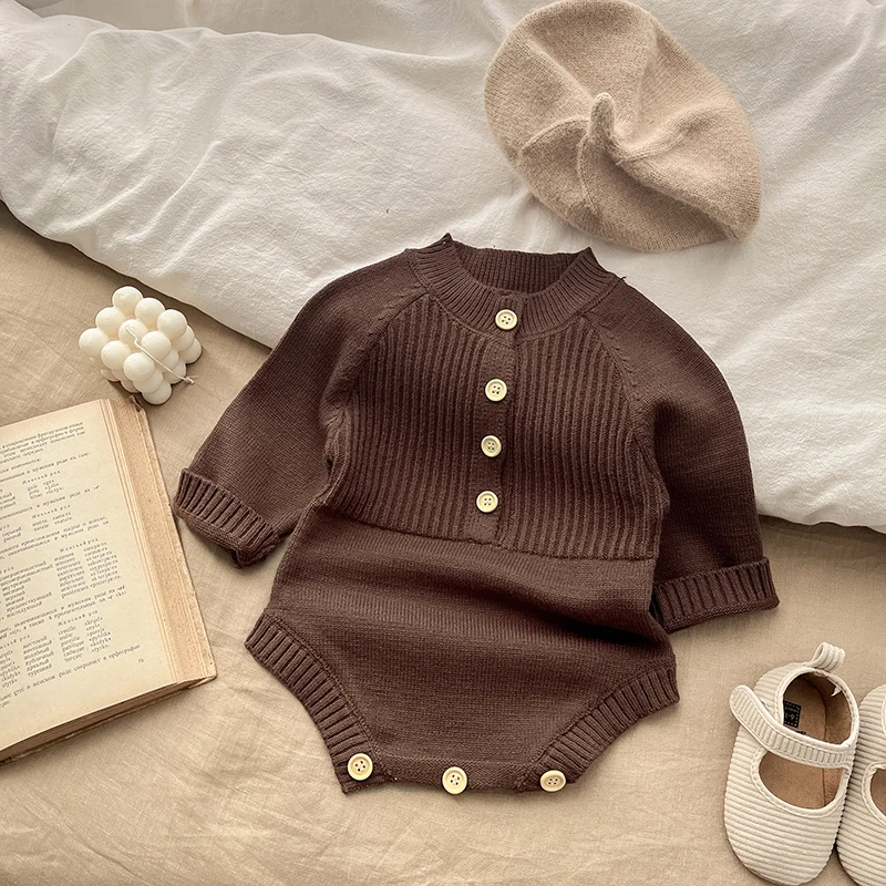 Spring And Autumn Clothing New Baby Girl Knitted Fanny Clothes Children Fashion Out Foreign Style Baby Baby Romper