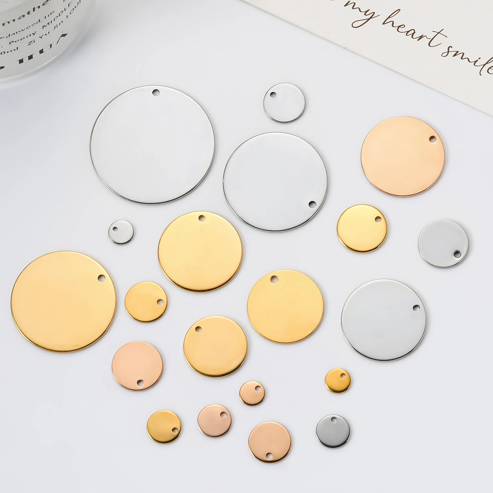 

20 шт. круглых заготовок-подвесок из нержавеющей стали для браслетов, штамповки, изготовления ожерелий, оптом