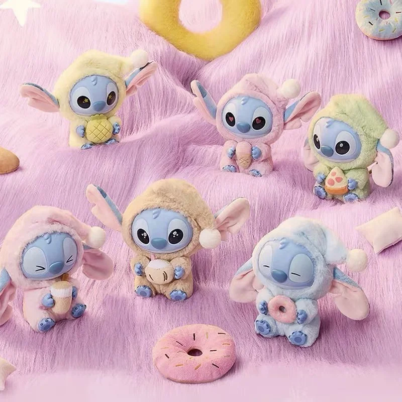 Authentic Original Miniso Stitch Animals Party Series Blind Box Toys Cute Mysterious Box Flocking Fluffy Dolls Decor Gift