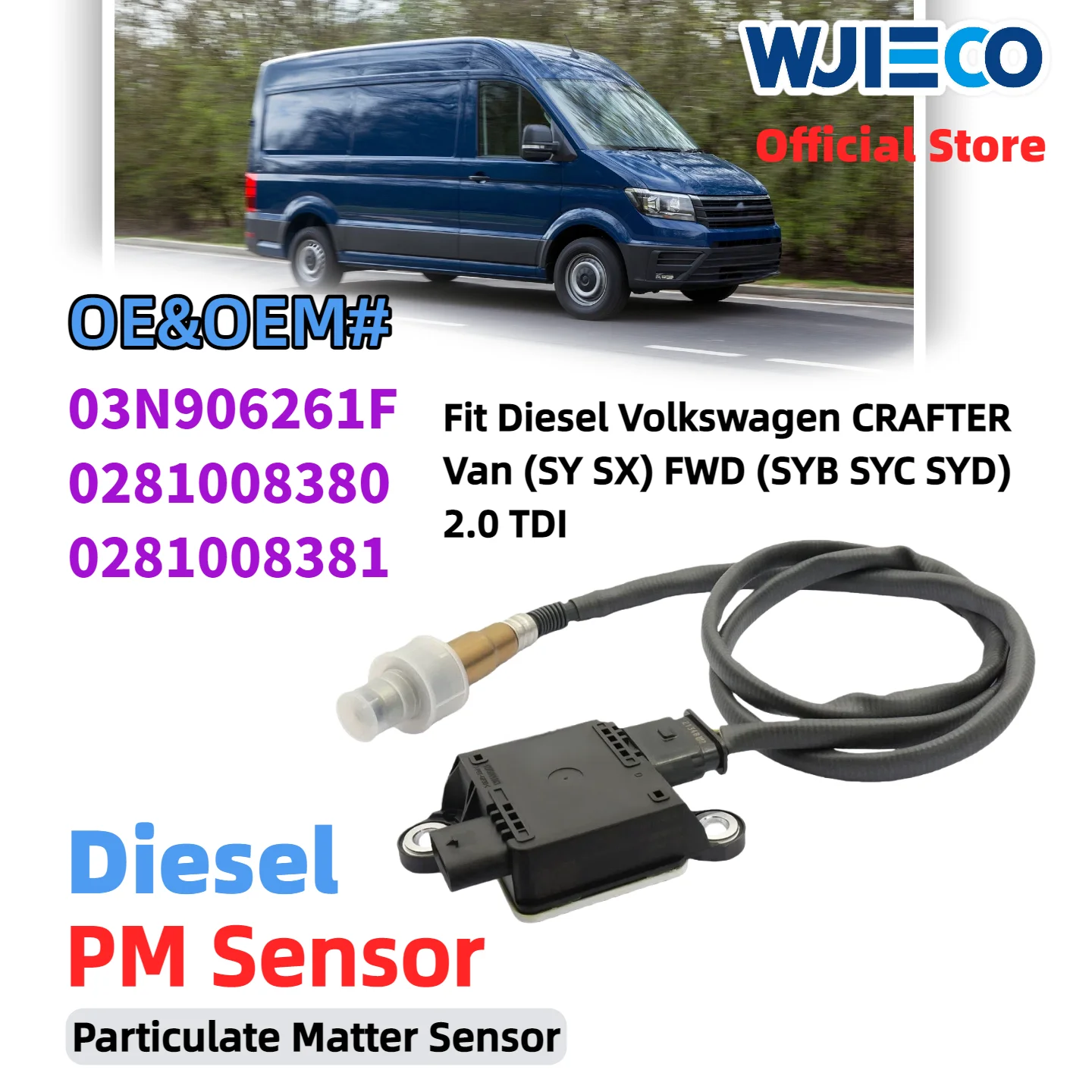 

WJIECO 03N906261F 0281008380 0281008381 PM Sensor Particulate Sensor Fit Diesel VW GRAND CALIFORNIA Camper SCB SCC 2.0TDI