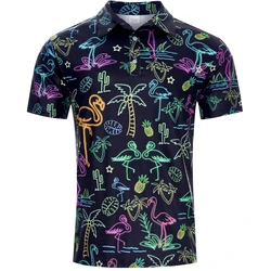 Hawaiian Flower Plants 3D Print Polo Shirts For Men Clothes Harajuku Short Sleeve Cool Button Lapel Tee Shirt Women Clothes
