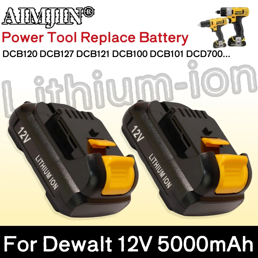 For Dewalt 12V 5000mAh Lithium-ion Battery Rechargeable Power Tools Batteries DCB120 DCB127 DCB121 DCB100 DCB101 DCD700