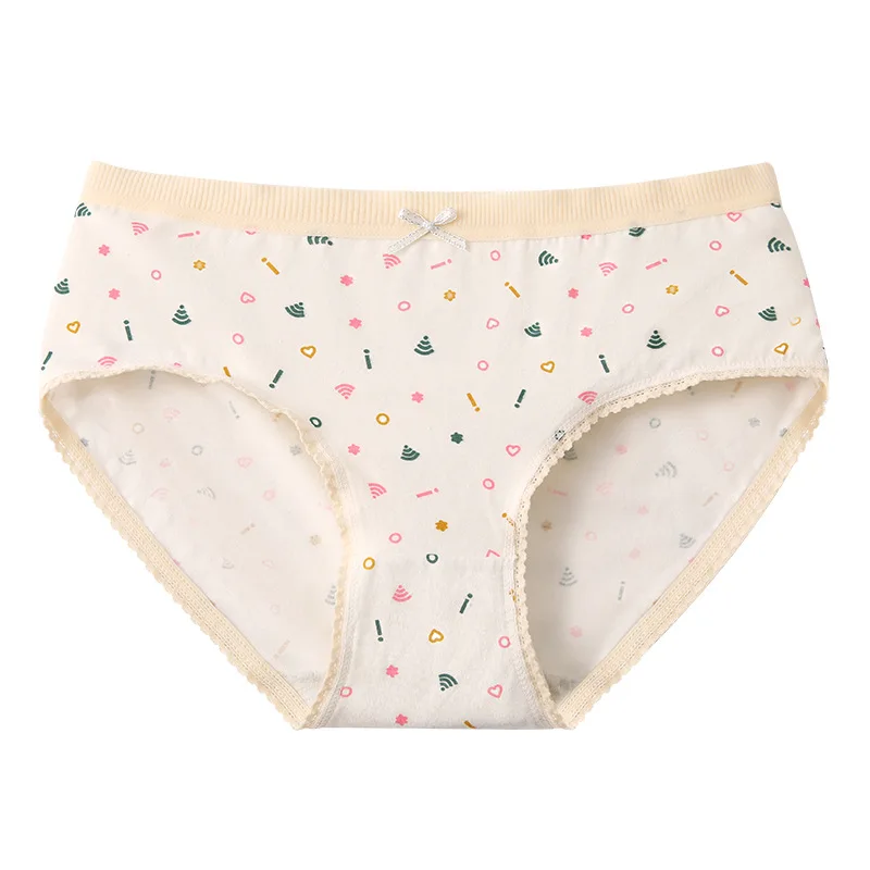 1 قطعة سراويل الفتيات القطنية الطلاب الطازجة طباعة الملابس الداخلية تنفس Underpant الحلو سراويل الإناث منتصف الخصر الراحة لينة موجز