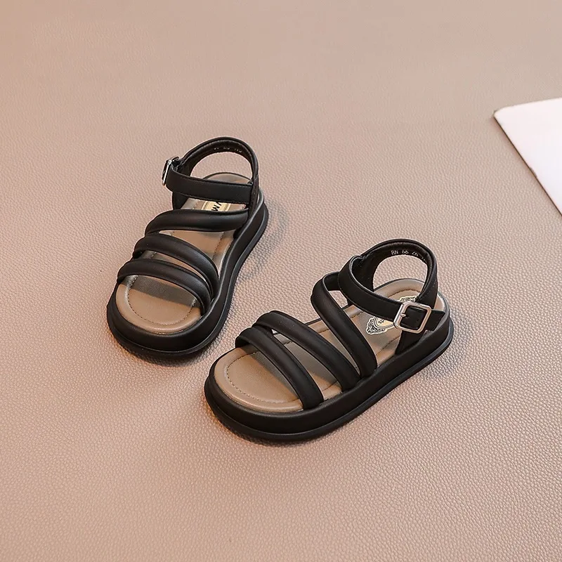 Sandalias sencillas para niña, zapatos de playa antideslizantes con suelas suaves, versión coreana de princesa, novedad de verano, 2024