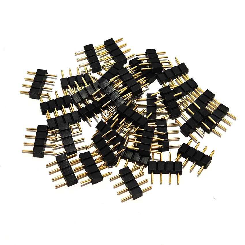 100pcs 3p 4Pin RGB Double Row Male LED Connector for Computer Fan Rxtension Cable Hub LED Strip Lamp Connector