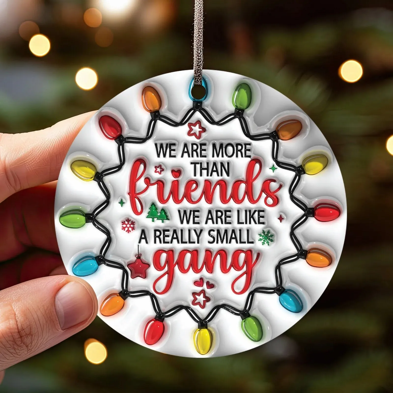 Besties Christmas Round Ornament, Best Friends Round Christmas Ornament, Personalized Keepsake Gifts (We Are More Than Friends)