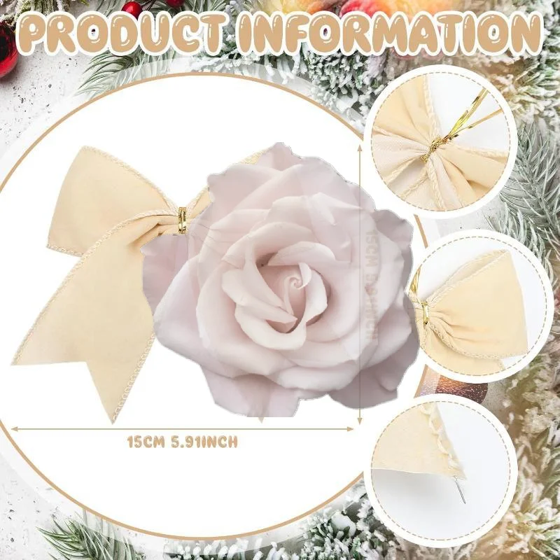 Popular 3Pcs 15cm Velvet Christmas Bow Decoration for DIY Craft Project Wreath Xmas Tree Home Party Holiday Decor