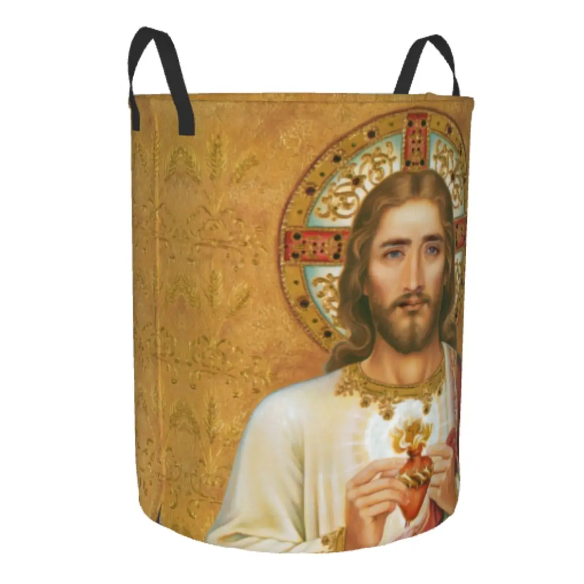 Custom Nicolas Cage As Jesus Christ Laundry Basket Foldable Funny Meme Clothes Hamper for Baby Kids Toys Storage Bag