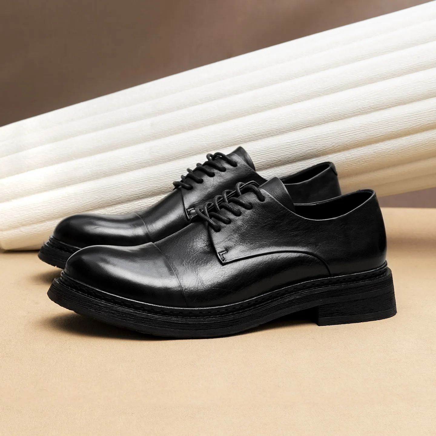 

YETTIES Мужские модельные туфли из конской кожи, деловые свадебные и повседневные дышащие низкие кеды на массивной платформе, туфли для жениха