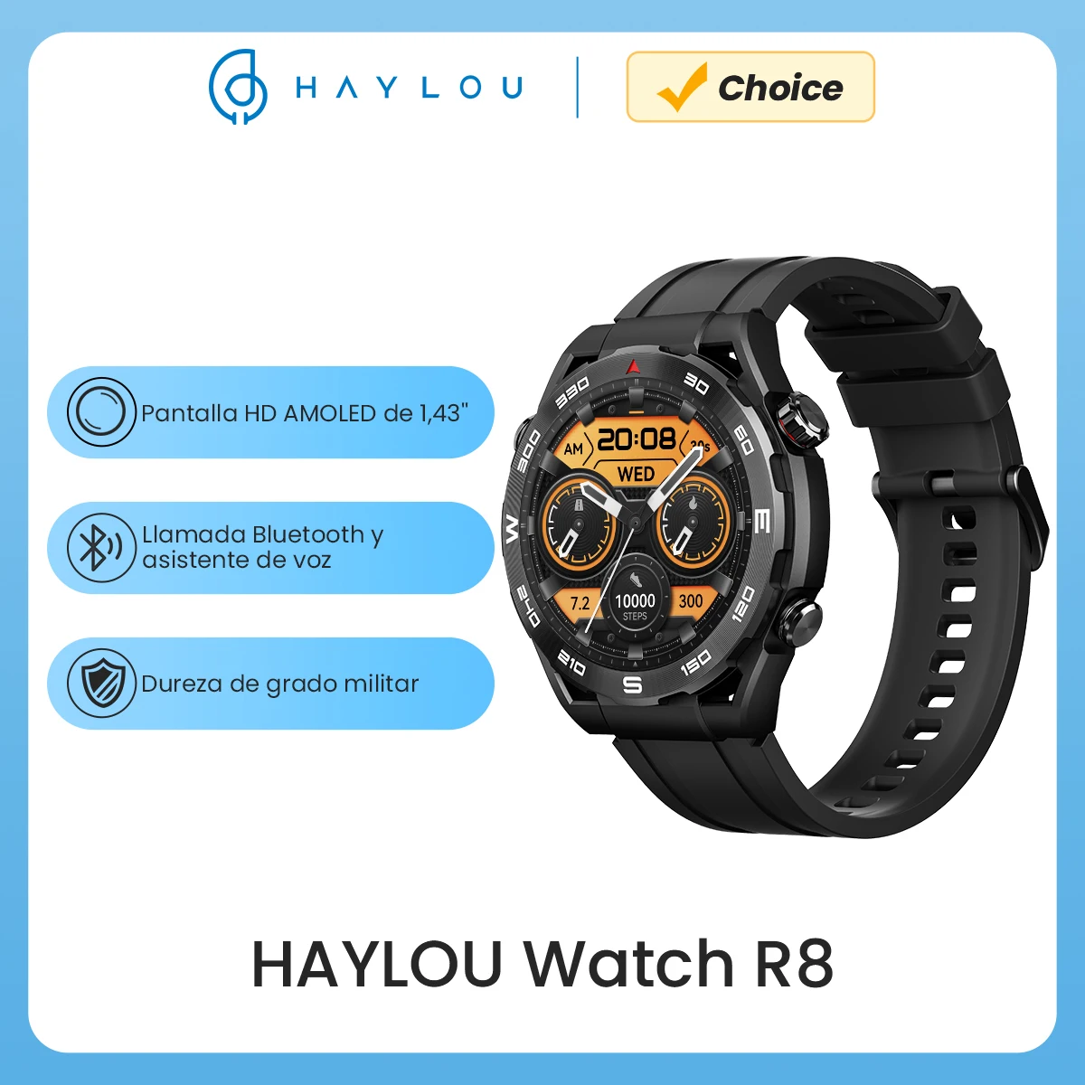 HAYLOU Watch R8 Smartwatch 1.43'' AMOLED HD Display Smart Watch Bluetooth Call & Voice Assistant Mulitary-grade Toughness Watch