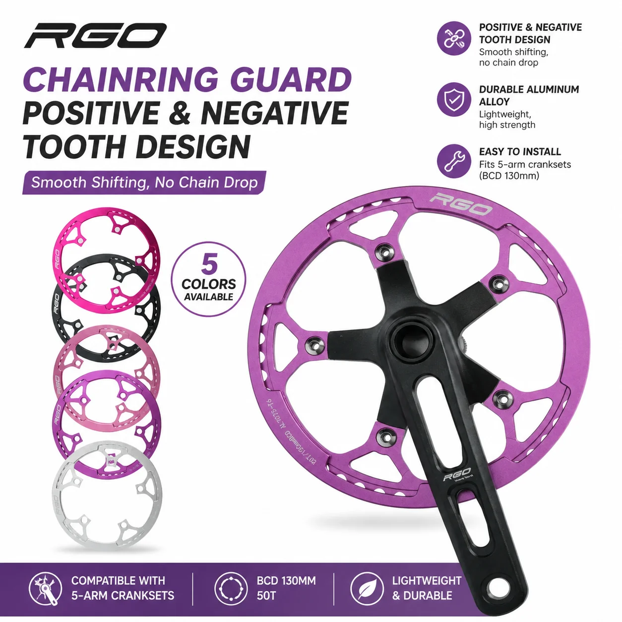 RGO CNC Narrow Wide Chainring 130BCD 8-12 Speed Single Chainwheel With Chain Guard Plate For Brompton P8 P10 Neo Folding Bike