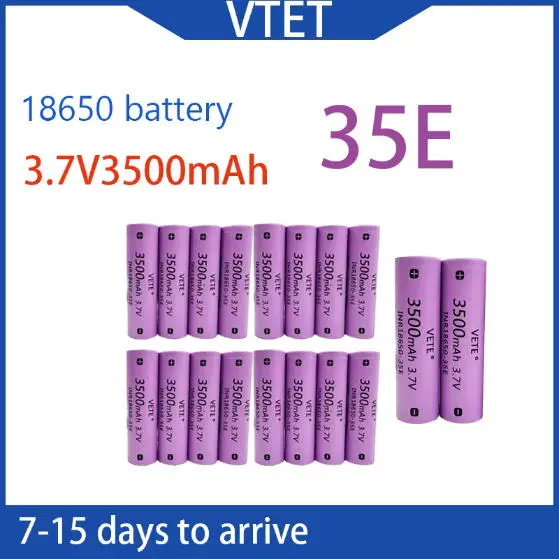 

Аккумулятор VTET 2026 New100% Original Rechargeable 3.7V18650 35E 100% Original 3500mAh, 25A для электронных сигарет