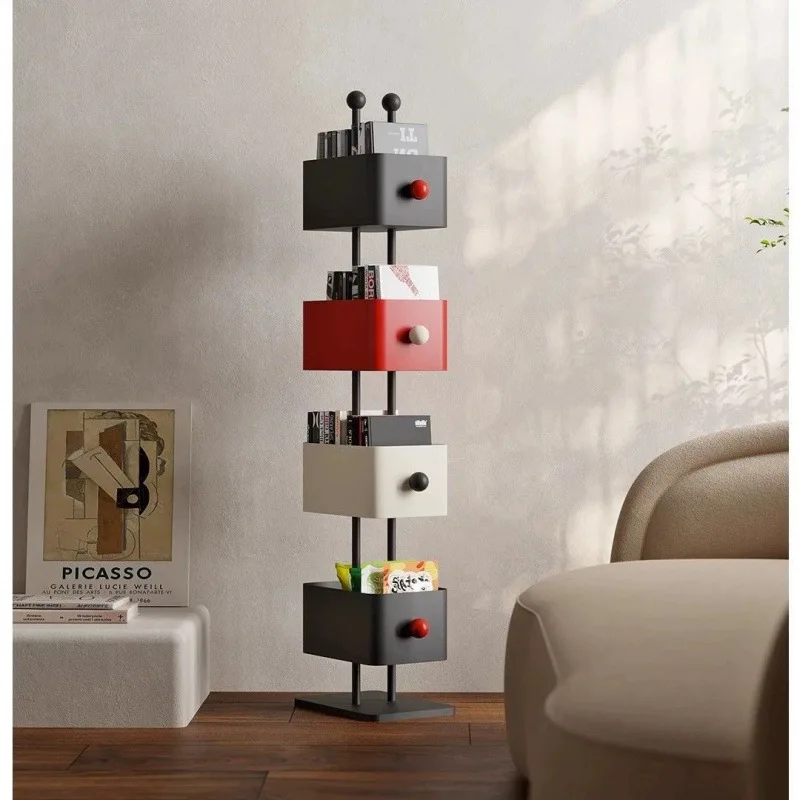 Wrought iron invisible bookshelf, home bookcase corner Internet celebrity Nordic living room storage floor, creative shelf