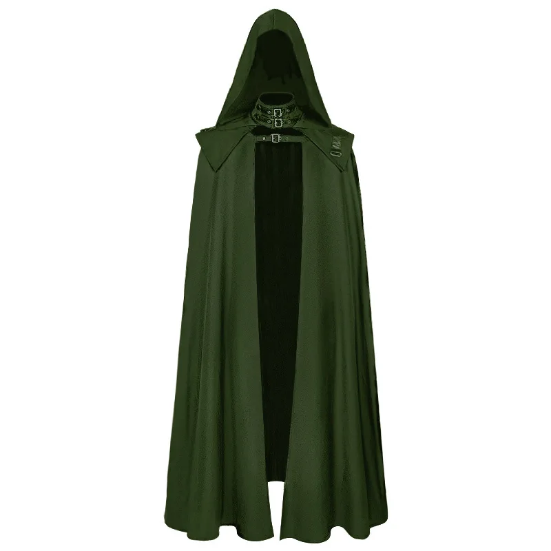 Man Medieval Gothic Hooded Cape Halloween Cosplay Robe