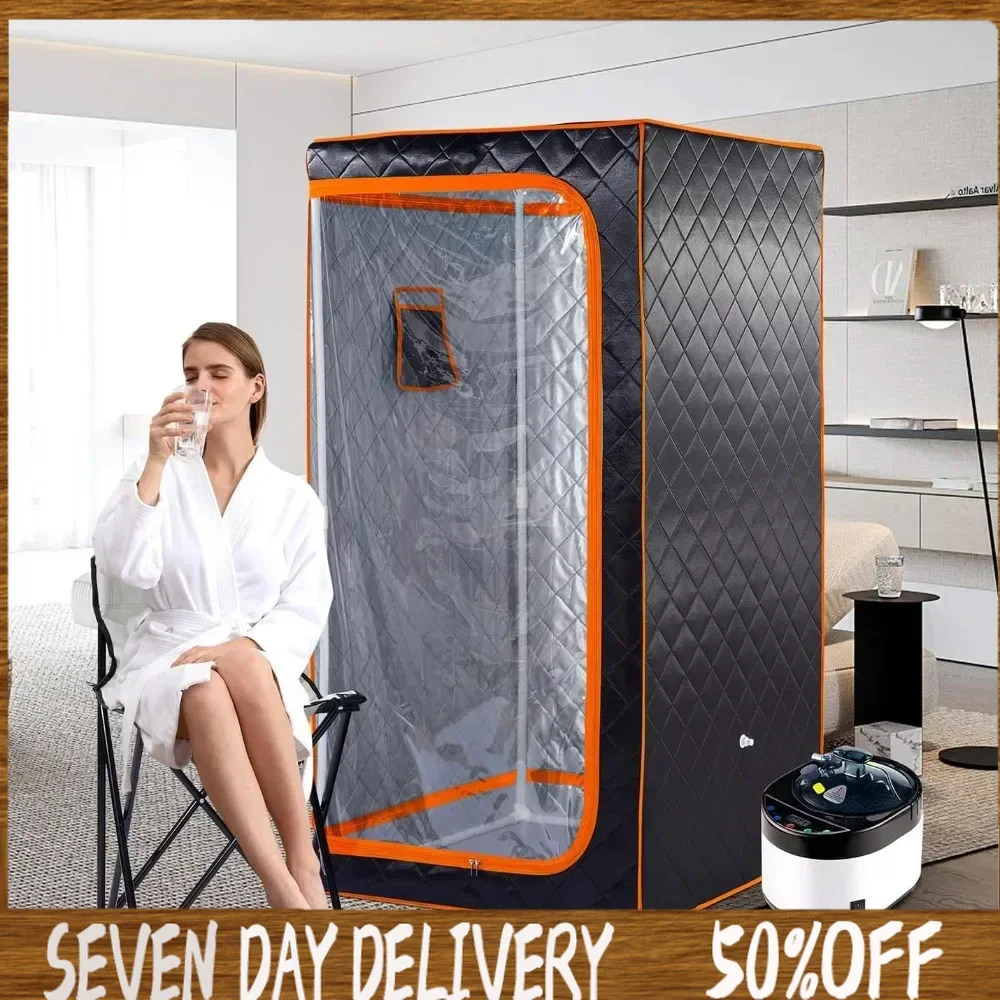 

Sauna Full Size Portable Steam Sauna 1500 Watt 4 Liter Steamer with Remote Control, Timer, Foldable L 33.8" X W 33.8" X H 65.7"