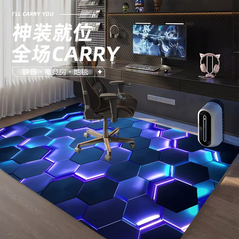 Office Productivity Tech - Tapete hexagonal azul roxo estilo VIKAMA