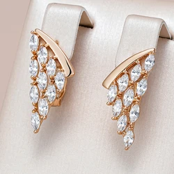 Kienl Full Shiny Natural Zircon Drop Earring for Women 585 Rose Gold Color Unique Crystal Wing Daily Vintage Jewelry Best Gift