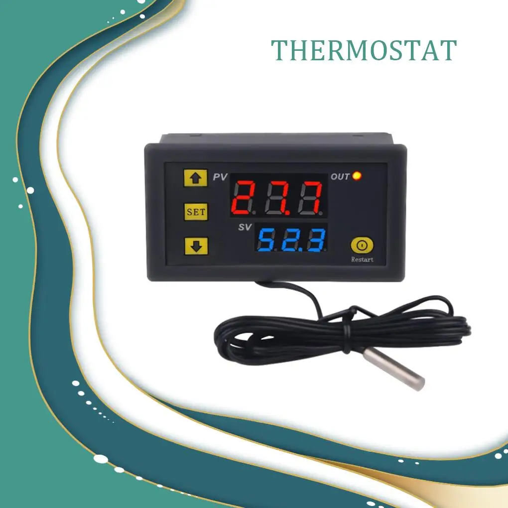 W3230 DC 12V 24V AC110-220V Probe Line Digital Temperature Control LED Thermostat Regulator Heat/Cooling Control Thermoregulator