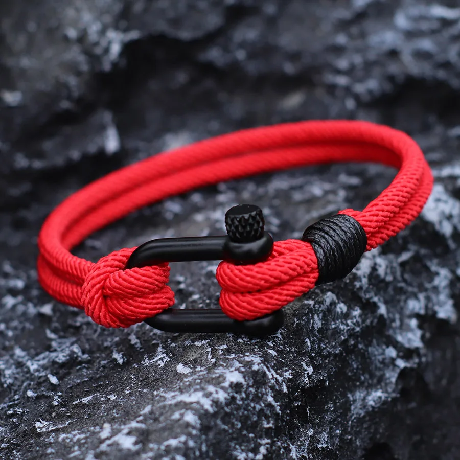 New Men Red Lucky Amulet Bracelet Detachable Buckle Handmade Bilayer Thread Braclet Perfect Gift For Boyfriend Nautical Braslet