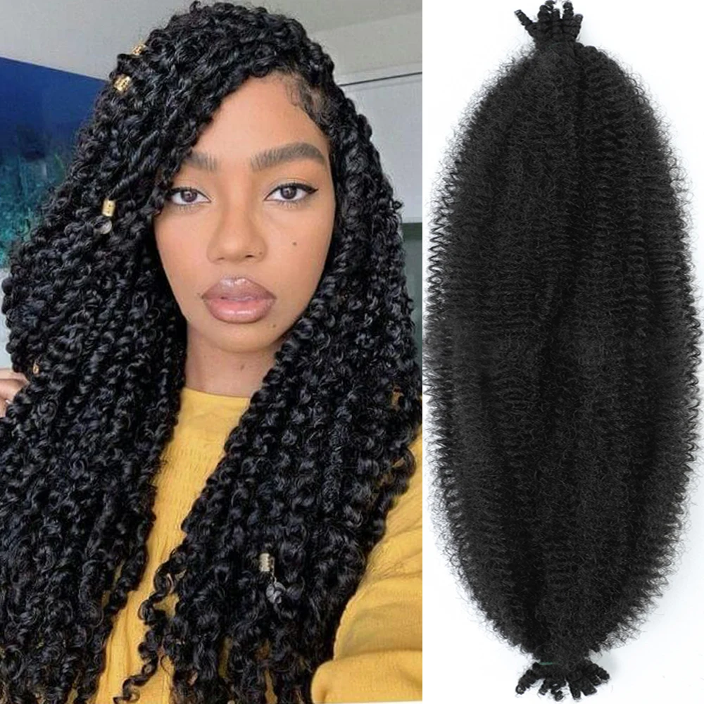 

18Inch Springy Afro Twist Hair 24inch Pre-Separated Afro Kinky Marley Twist Braiding Hair for Black Women's Distressed Faux Locs