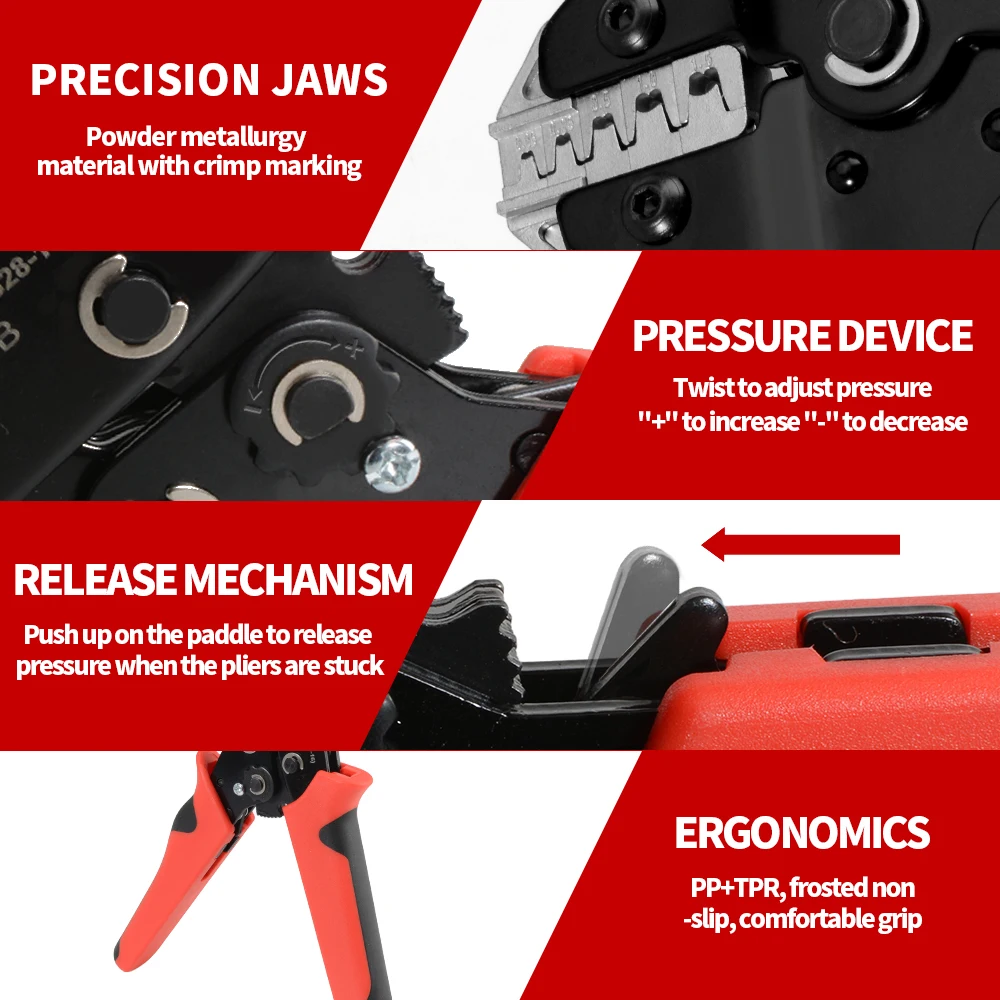 Crimpzange für JST PH 2,0mm, XH 2,5mm, VH 3,96mm, JWPS 4,0mm & Dupont Open Barrel Terminals Crimper SN-68B Crimpwerkzeug – Detail 6