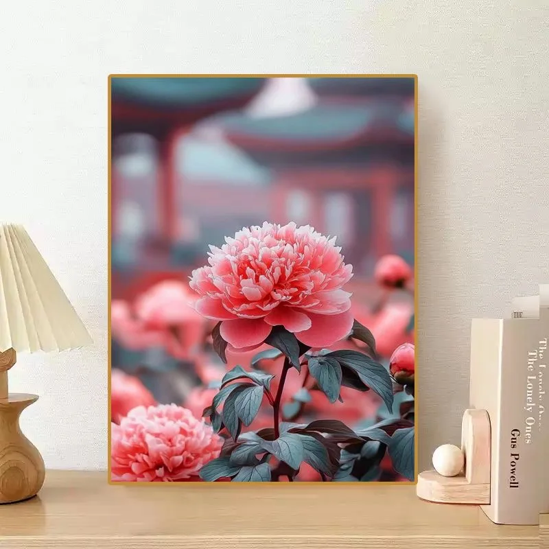 

A0647 Vibrant Poppy Field Landscape Oil Painting