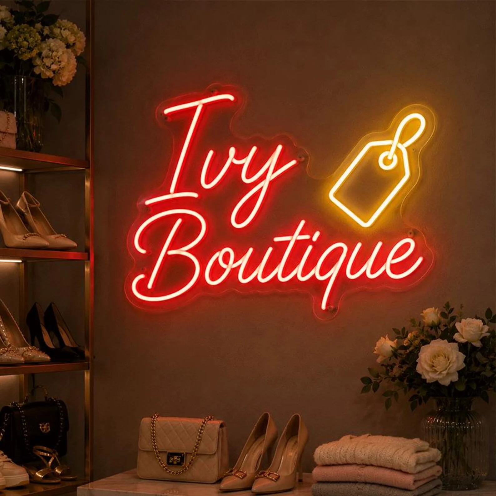 Personalized Boutique Neon Sign,Script Business Wall Decor,Price Tag Logo Light,Fashion Storefront Sign,Salon Decor,Boutique Neo