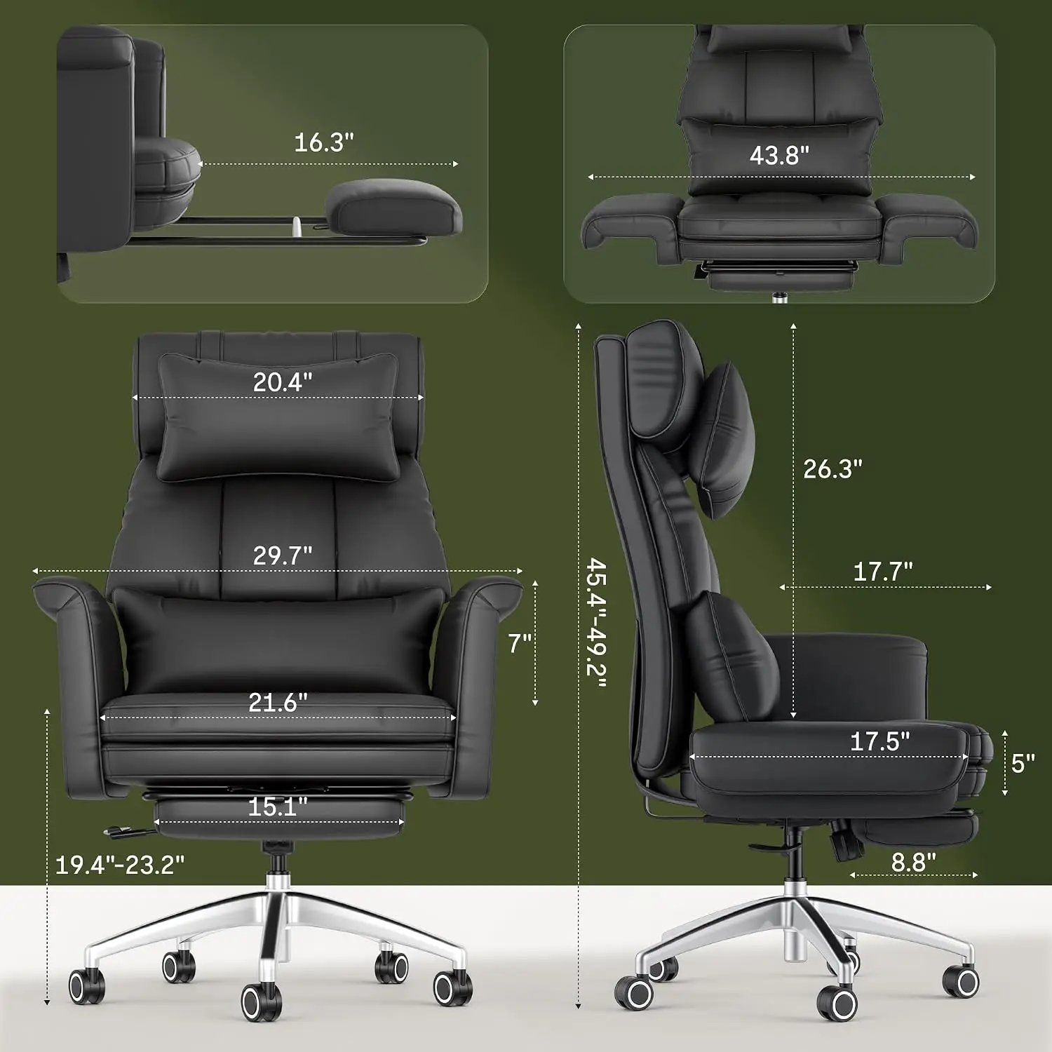 Oversized Office Chair Flip Armrests Cross Legged, Desk Chair Footrest, Lounge Chair Home Office Gaming,  Customized