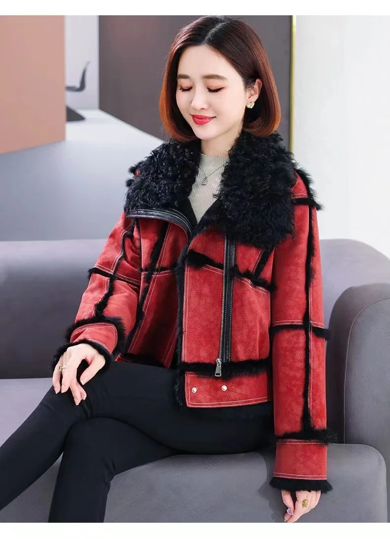 2023 Winter Fur Coat Natural Rabbit Hair Short Sheepskin Coat Women\'s Jacket Warm and Fashionable Women