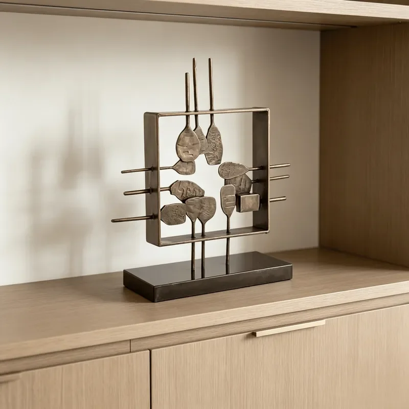 Modern Minimalist Metal Ornament Creative Home Decor Sculpture for Living Room TV Cabinet Shelf Display Art Craft Gift