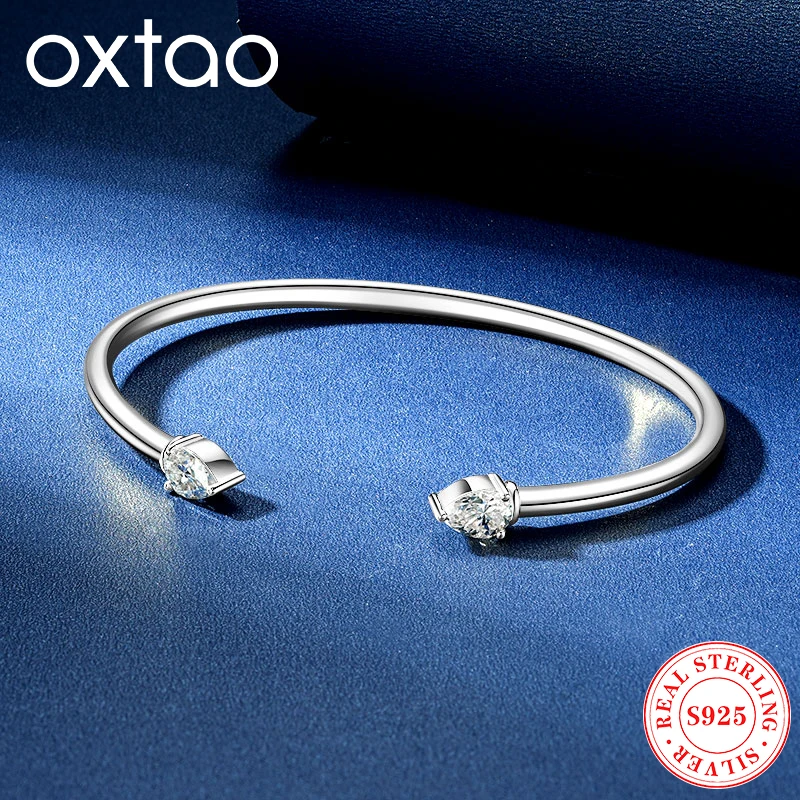 

Браслет OXTAO D VVS1 с муассанитом и бриллиантами для женщин, из стерлингового серебра 925 пробы, регулируемый, роскошное ювелирное украшение, подарок