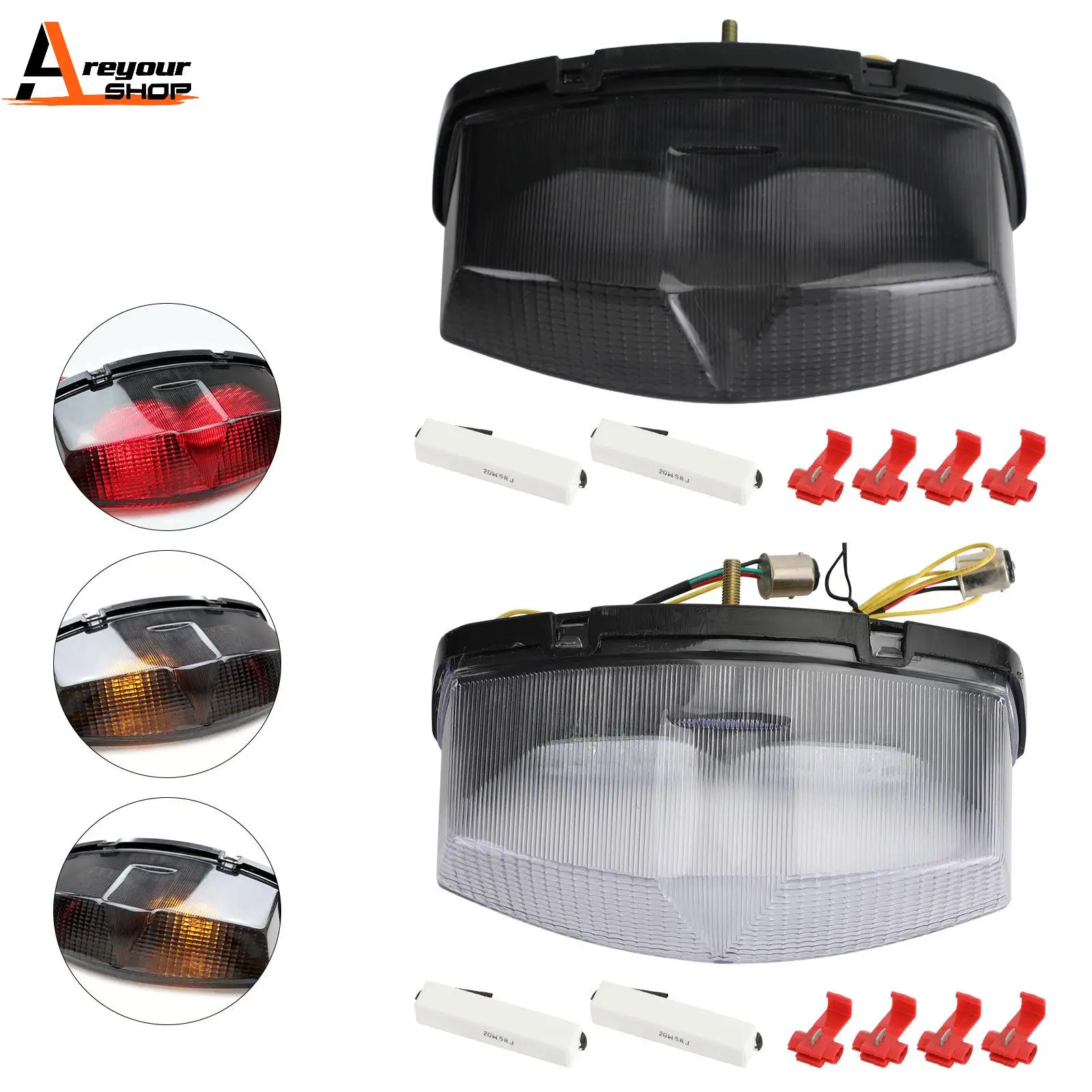 

Areyourshop LED Integrated Tail Light Int Turn Signals KAWASAKI Ninja 500 R ZX-7R ZX 750 Motorcycle Parts