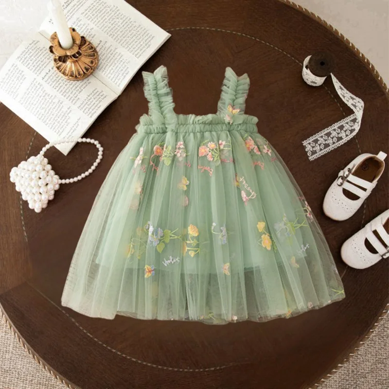 

Baby Girl Clothes Summer Printed Halter Puffy Girl Kid's Dress Cute Casual Beach Baby Dresses Children's Princess Dresses