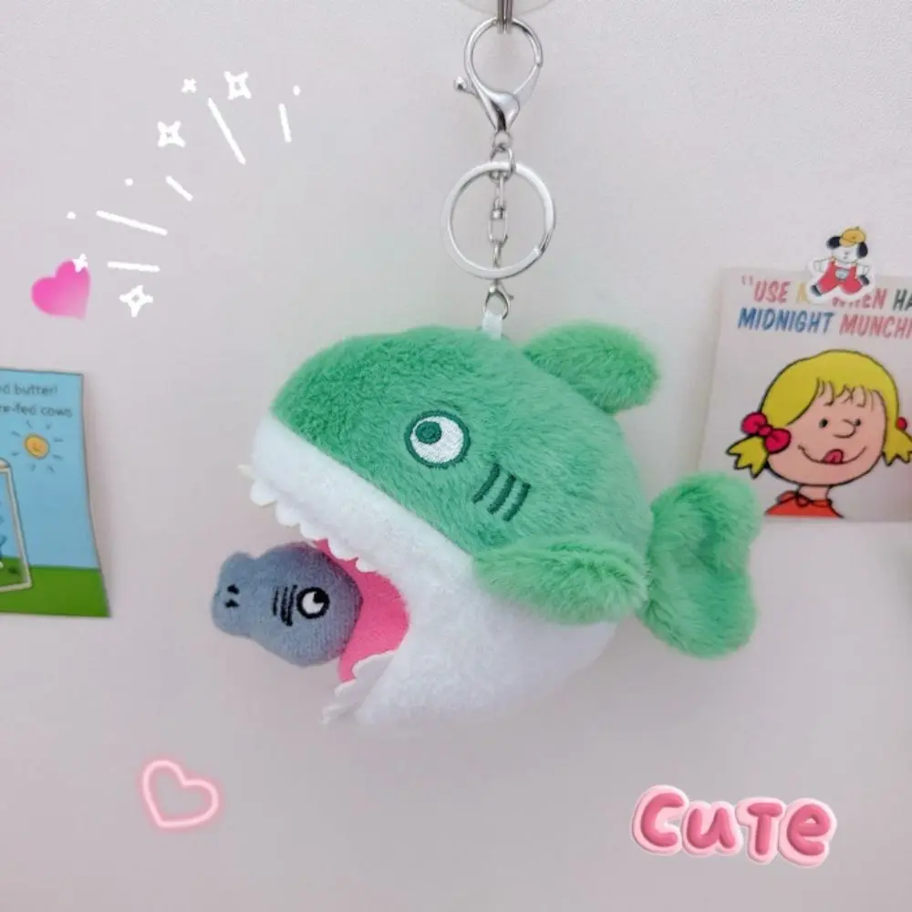 Cartoon Shark Blue Shark Plush Keychains Stuffed Doll Simulation Blue Shark Pendant Soft Stuffed Animal Plush Shark Keyring