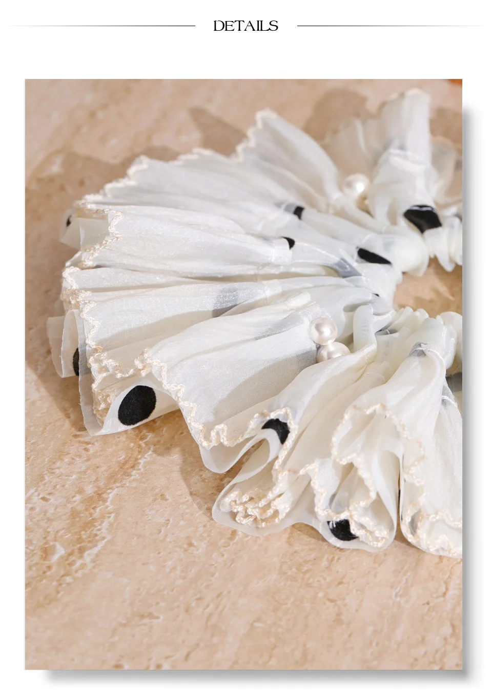 Yhpup INS Feengaze, plissiert, elastisch, Haarschleife, modischer Perlenstoff, großer Pferdeschwanzhalter, Haarschmuck für Damen und Herren – Detail 5