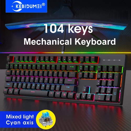 Teclado mecánico con cable, 16 RGB, retroiluminado, 61/87/104 teclas, teclado para juegos Esports, teclado ergonómico intercambiable en caliente para PC y portátil