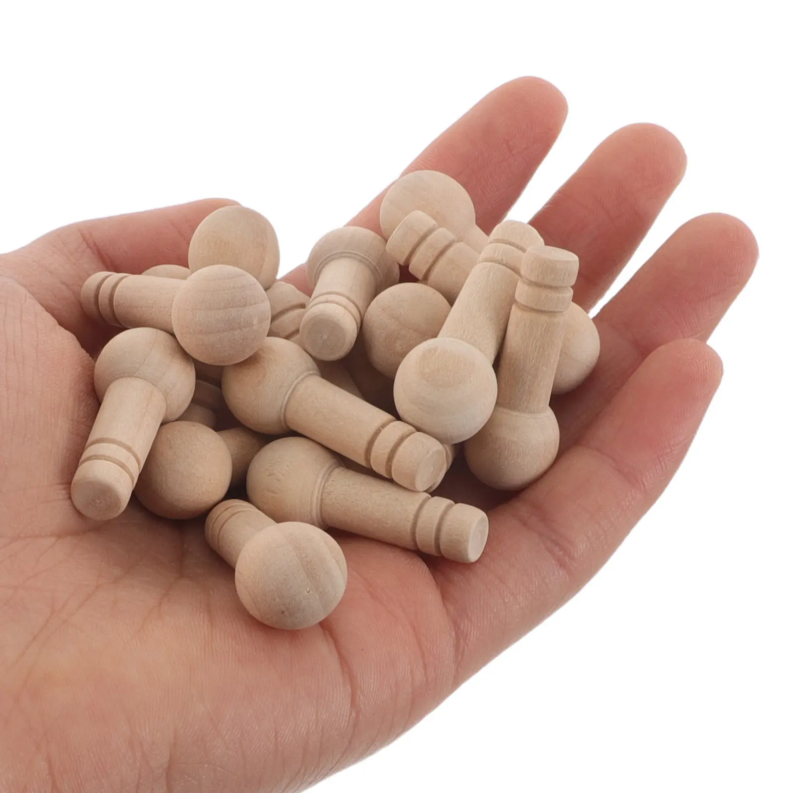50Pcs Small Wooden Mushrooms for Crafts Round Natural Wood Sticks Mushroom Head Shape Fine Motor Skills Kindergarten DIY