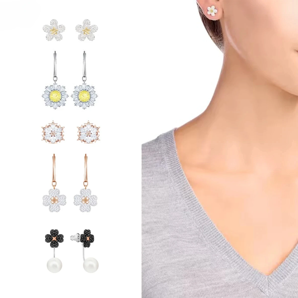 

Exquisite and Compact S925 Flower Zircon Earrings, Sweet and Cute, Versatile Daily Jewelry - Best Friend Gift