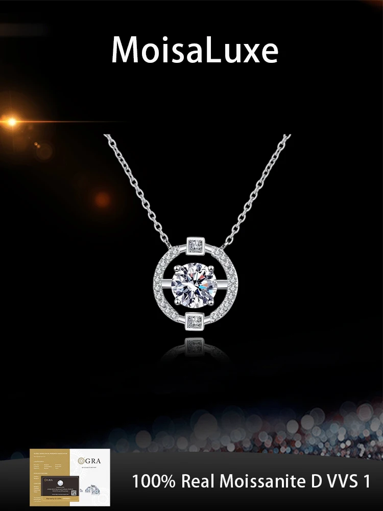 

MoisaLuxe Official Store GRA Moissanite Plata Sterling 925 Silver Women Ins Fashion Pendant Necklace For Women Jewelry Gift