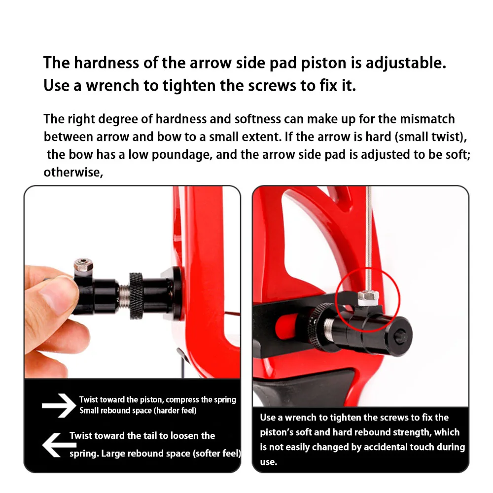 Bow and arrow archery equipment, recurve bow side pads, alloy material soft and hard adjustable archery auxiliary accessories